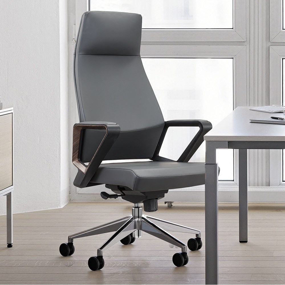 高档轻奢办公椅家用升降电脑椅高背老板椅办公室皮椅黑色头枕转椅