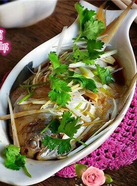 陶瓷纯白鱼盘子家用盘鱼盘创意酒店鱼盘异性盘子特价蒸鱼盘子包邮