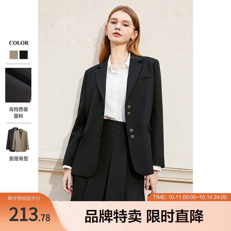 betu百图学院风西装新款气质时髦英伦风西装长袖单排扣西服女