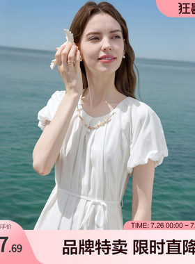 betu百图欧若风法式慵懒连衣裙泡泡袖超仙裙子温柔夏季海边