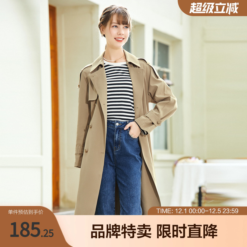 betu百图风衣外套女小众中长款西装领高级感大衣秋季新款