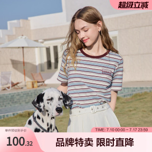 betu百图夏日百搭清爽短袖2026年夏季女生T恤简约条纹