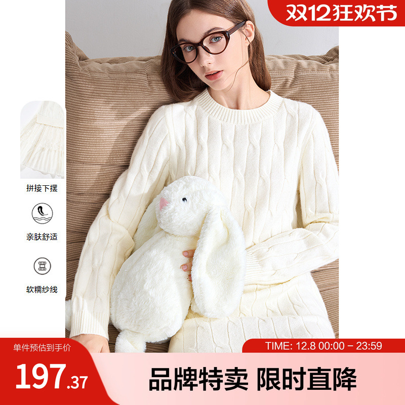 betu百图针织网纱裙气质优雅圆领纯色网纱拼接连衣裙