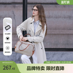 betu百图早八通勤风衣女生秋本布腰带翻领外套职场极简高级感