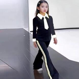 儿童模特训练服装童模练功服女童少儿形体礼仪服新款春季套装校服