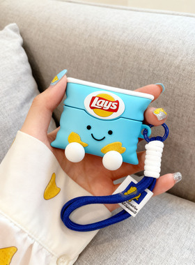 创意卡通蓝色薯片适用于荣耀亲选x5保护套荣耀Wingcloud X5蓝牙耳机壳x5卡通防摔硅胶可爱蓝色薯片充电仓外壳