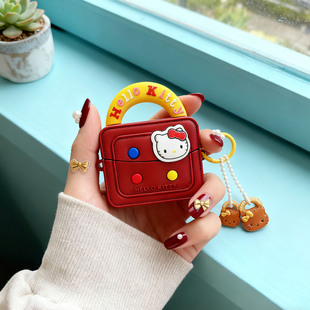 可爱kitty适用于airpodspro2保护套airpods4壳3苹果蓝牙耳机套盒kt猫airports4四代airpod硅胶ipod软pro2二代