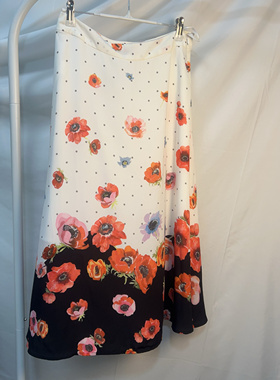 拉系  价399女2024夏新款浪漫印花A字长款半身A字裙品牌撤柜