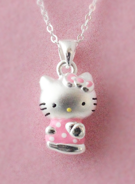999足银HelloKitty吊坠纯银项链项坠儿童宝宝可爱公主女新年礼物
