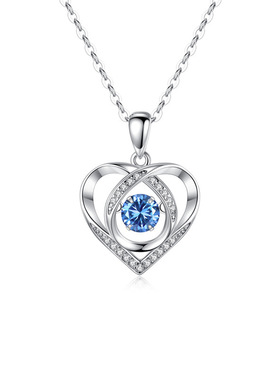 灵动心形项链水滴吊坠 s925镀银跳动爱心配饰情人节项链饰品批发