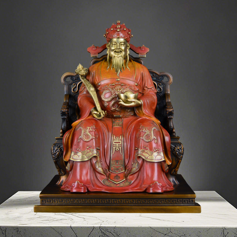 纯铜财神爷摆件家用供奉财神爷神像店铺办公室招财文财神佛像范蠡