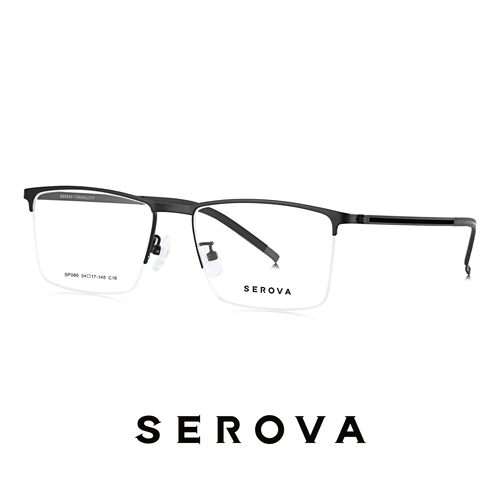 SEROVA施洛华眼镜框钛板眼镜架眼睛框眉线半框SP980 可定制镜片