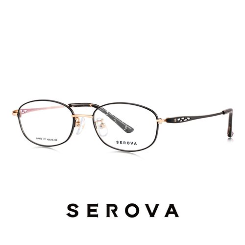 SEROVA施洛华眼镜框钛板眼镜架眼睛框椭圆小框SP470