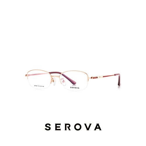 SEROVA施洛华眼镜框钛板眼镜架眼睛框方圆半框SP1027 可定制镜片