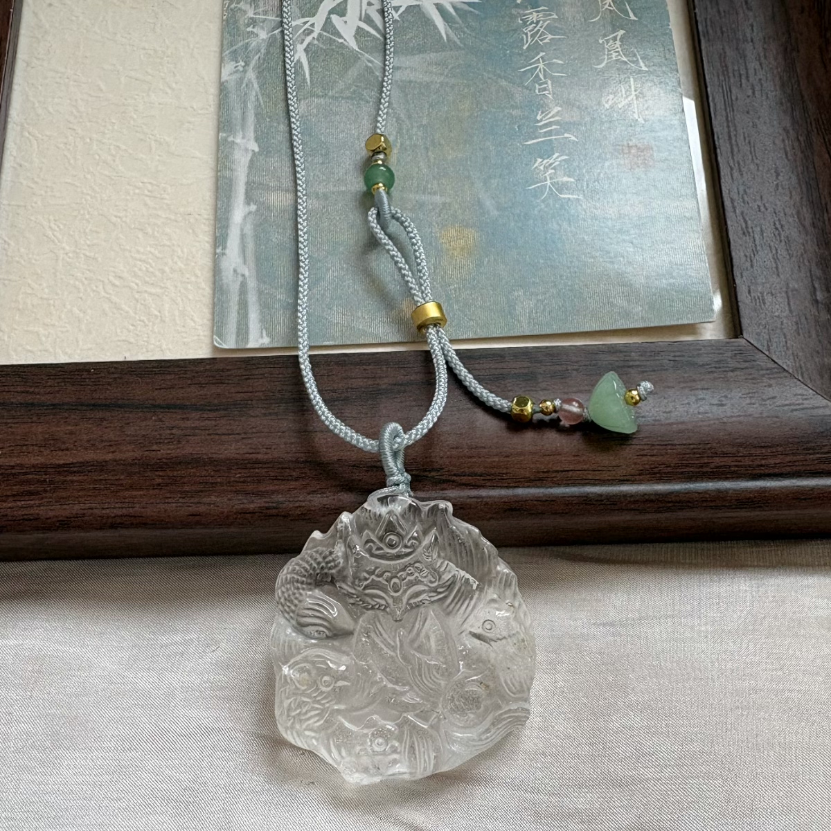 天然白水晶九尾狐吊坠五仙狐狸娘娘水晶项链万能毛衣链桃花锁骨链