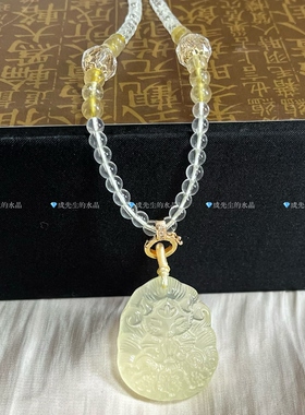 天然黄水晶狐狸吊坠许愿九尾狐项链水晶挂坠毛衣链女学生桃花礼物