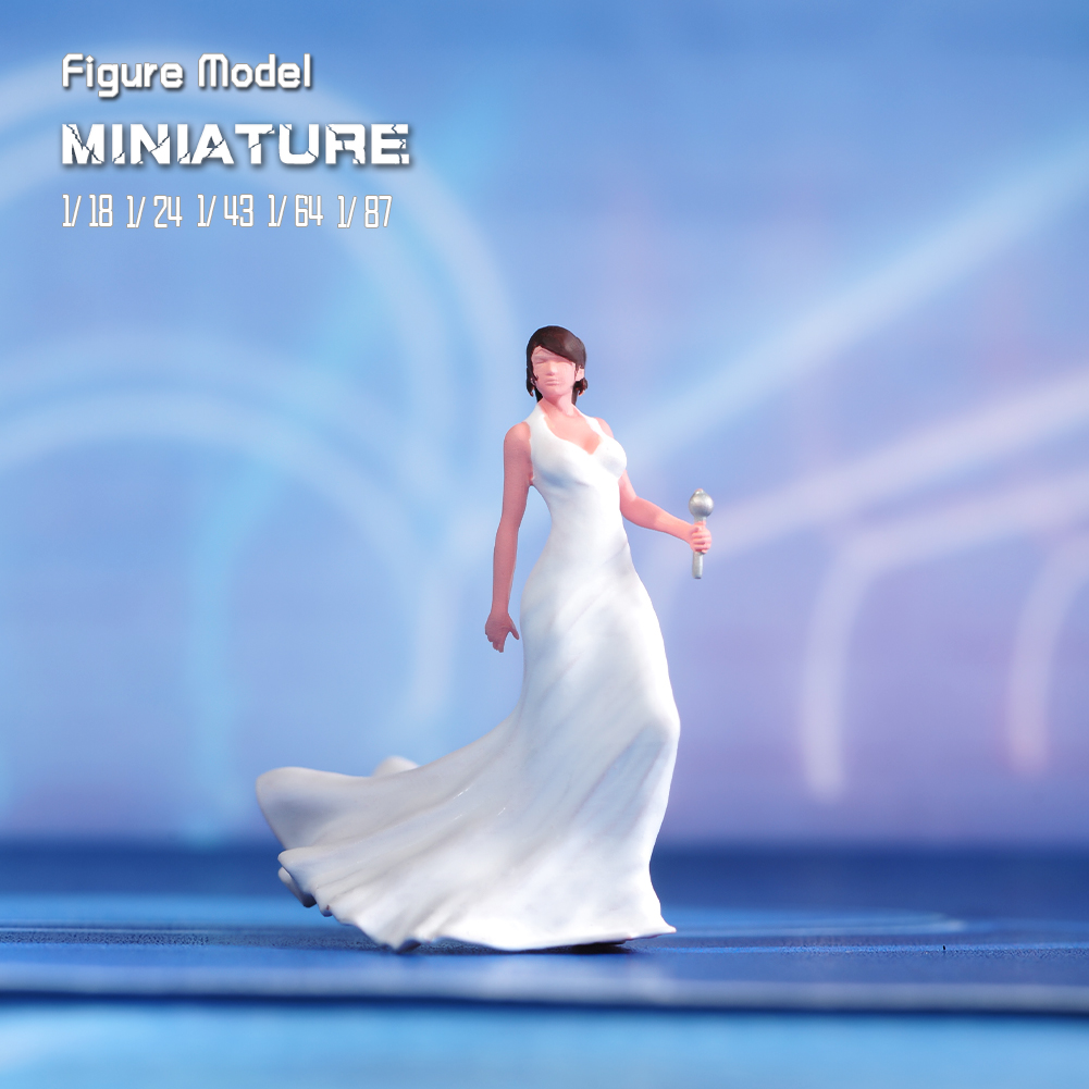现货1/87/64/43/24/18 唱歌的女明星微缩人偶 沙盘涂装彩色模型
