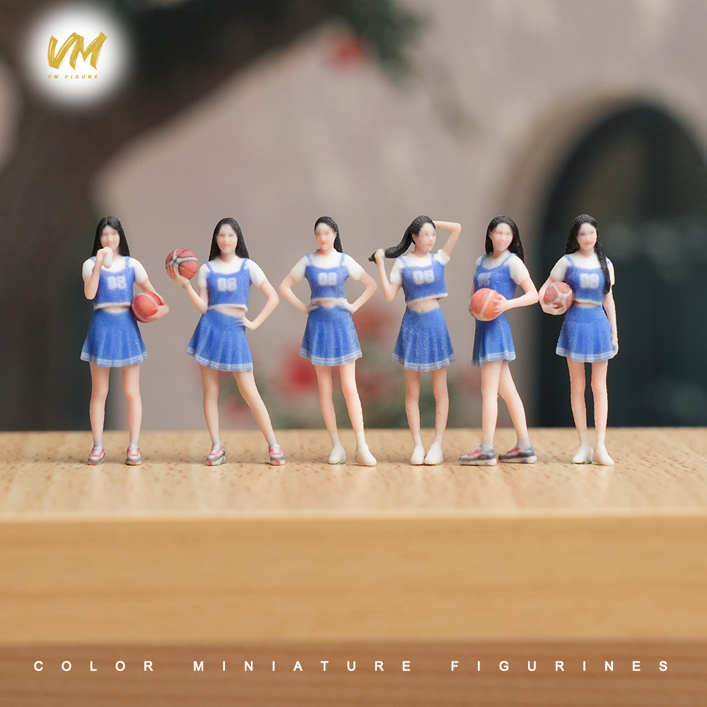 现货 1/64 篮球宝贝美女 微缩场景模型搭配3D彩色打印摆件人偶