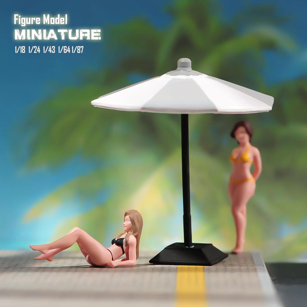 现货1/87 1/64 1/43 1/24 太阳伞 沙滩伞 涂装微缩模型手办场景