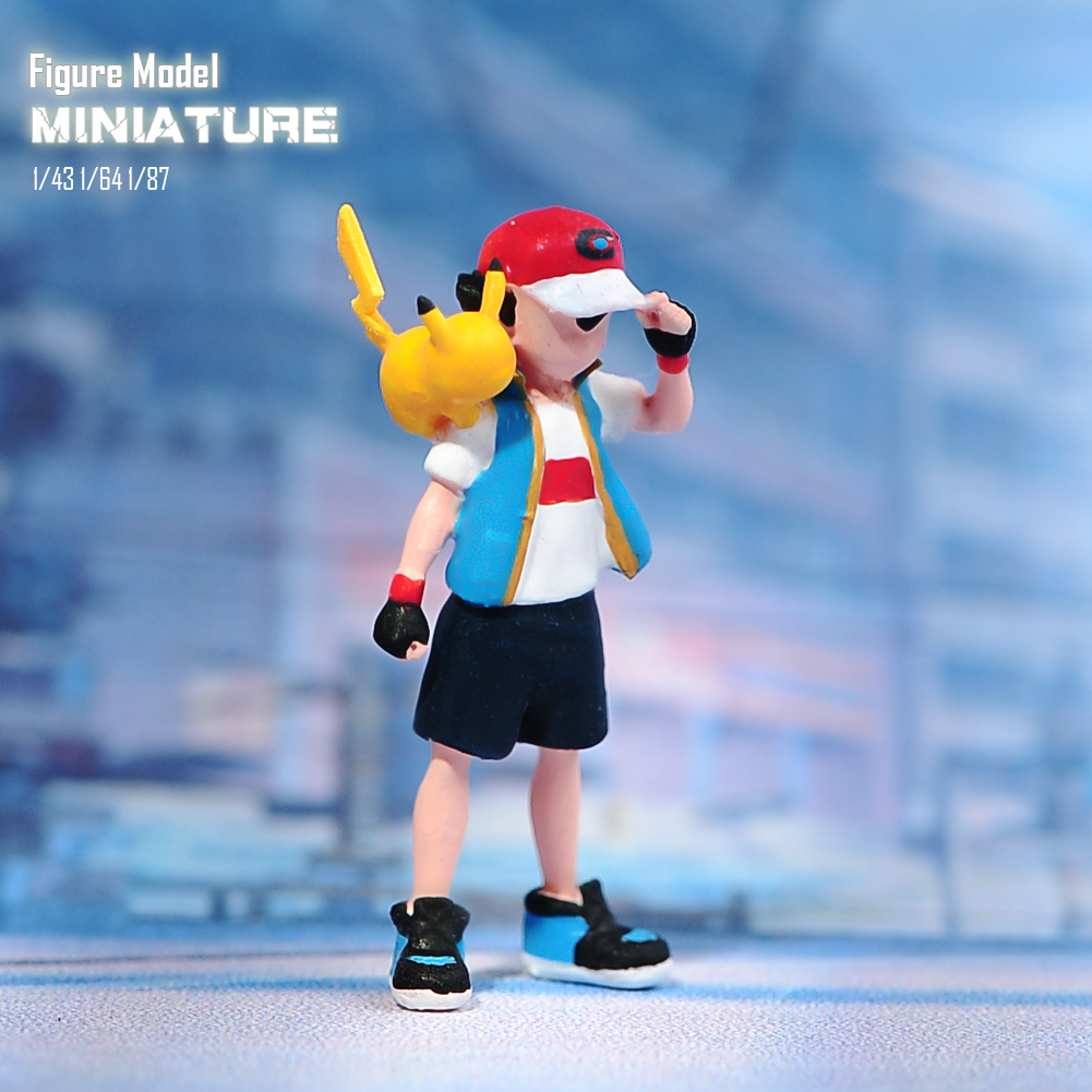 现货1/87 1/64 1/43 宝可梦小智皮卡多 微缩模型手办车模场景人偶