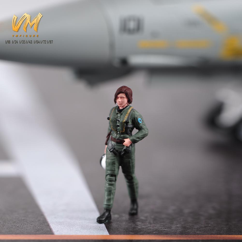 现货 1/18/24/43/64/87 女战斗机飞行员微缩场景人偶模型摆件