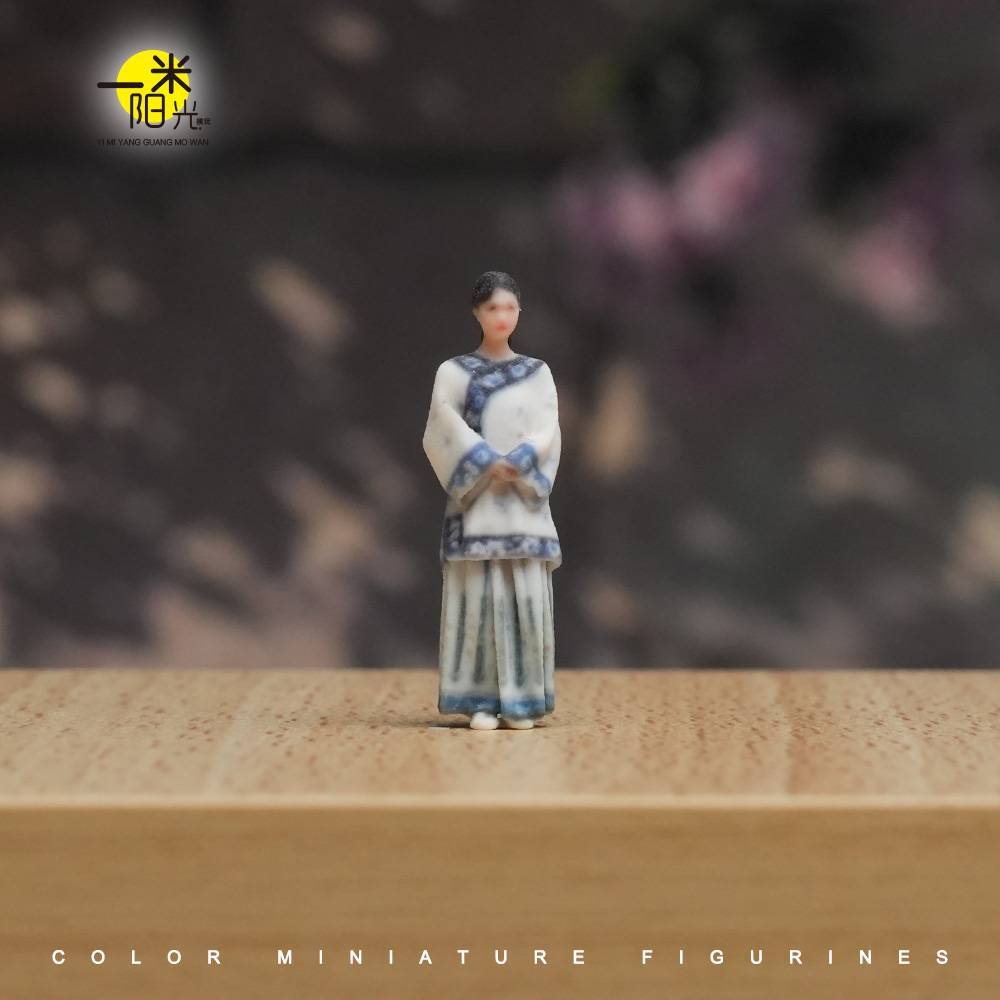 现货 1/64  唐朝古装女孩 微缩场景模型搭配3D彩色打印摆件人偶