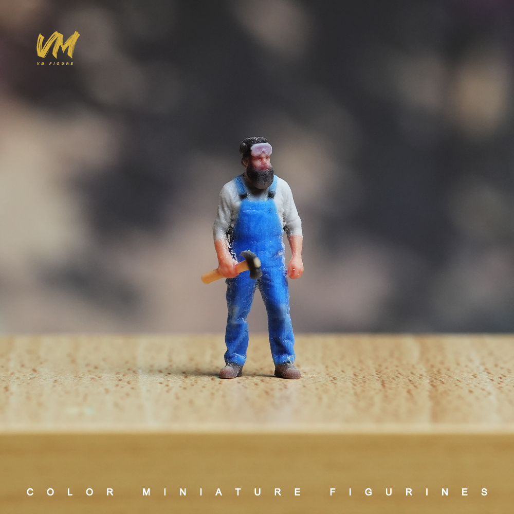 现货 1/64 牛仔吊带裤男 微缩场景模型搭配3D彩色打印摆件人偶