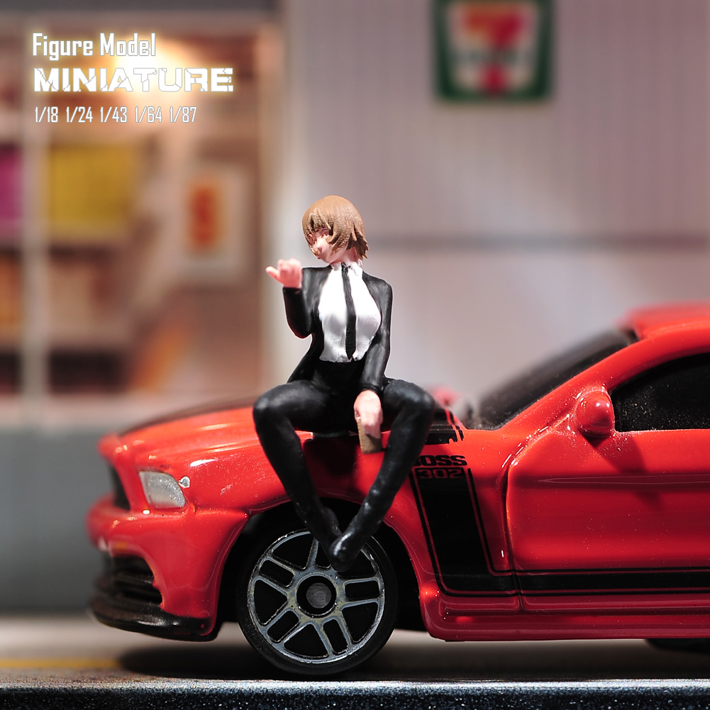 现货1/87 1/64 1/43 1/24 链锯人-姬野坐姿 涂装微缩模型场景人偶