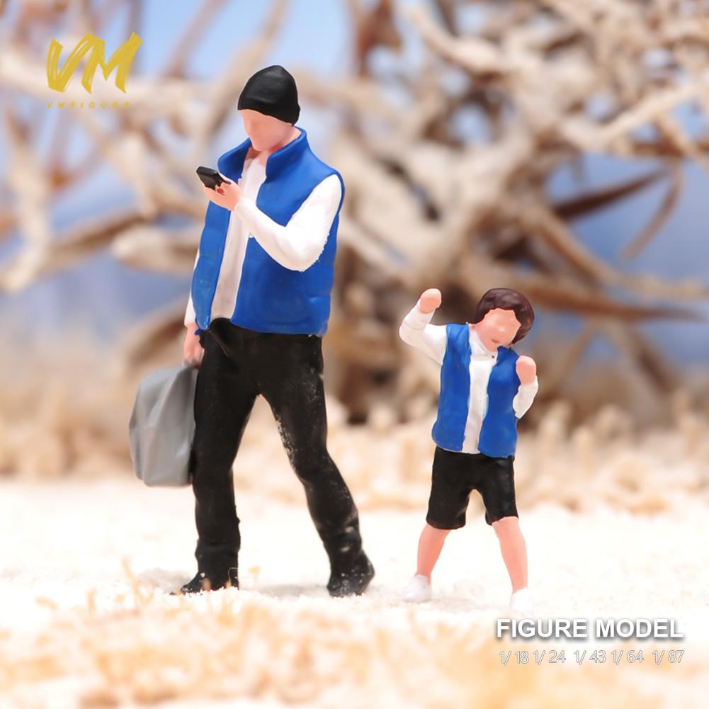 现货 1/18/24/43/64/87 父亲和儿子涂装微缩模型小人偶沙盘场景
