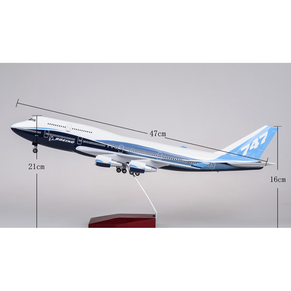 1/150波音747模型飞机民航客机仿真礼品47cm 747-400  带客舱灯