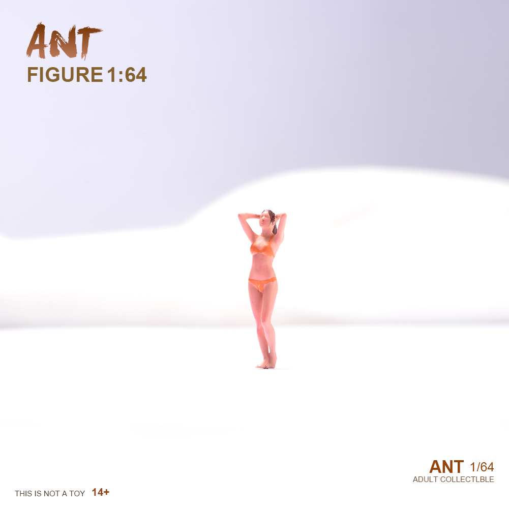 1/64橙色比基尼美女小人偶摆件