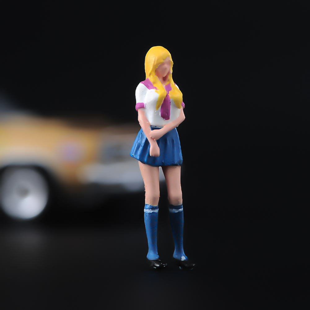 现货ANT 1/64 性感学生装黃头发女孩 微缩模型沙盘手办树脂小人微