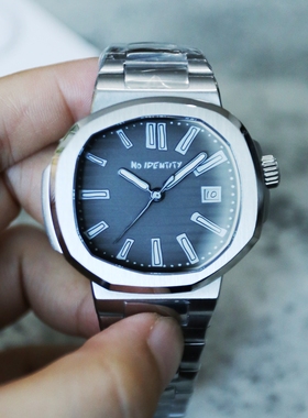 No identity恶搞鹦鹉螺异形壳手绘盘面自动机械表烟熏灰钢带版