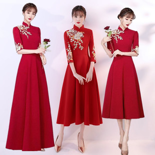 新款学生礼仪演出服迎宾小姐颁奖旗袍合唱表演服装中国风高端礼服