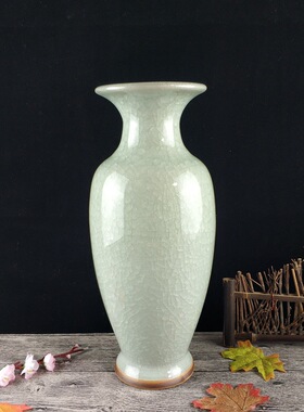 景德镇陶瓷器 仿古钧瓷裂纹釉冰片花瓶 现代客厅家居装饰品摆件