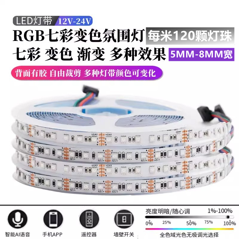3535LED七彩RGB灯带24V低压5MM宽