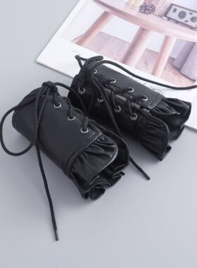 暗黑lolita酷少女皮质手袖假袖子绑带哥特pu皮手套手腕套配饰cos