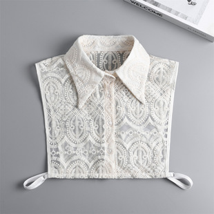 秋冬镂空蕾丝大尖领假衣领衬衫假领子百搭杏色装饰领毛衣领假衣领