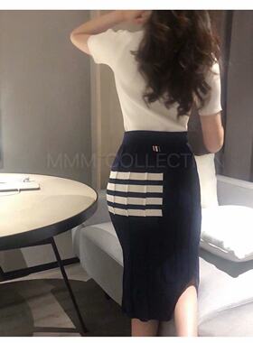 条纹针织裙TBA裙半身裙