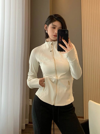 AMDQ 2025年春季新款LU系小蛮腰运动休闲弹力拉链夹克瑜伽外套女