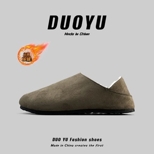 外贸男士冬季加绒两穿勃肯鞋防寒保暖休闲懒人包头拖一脚蹬穆勒鞋