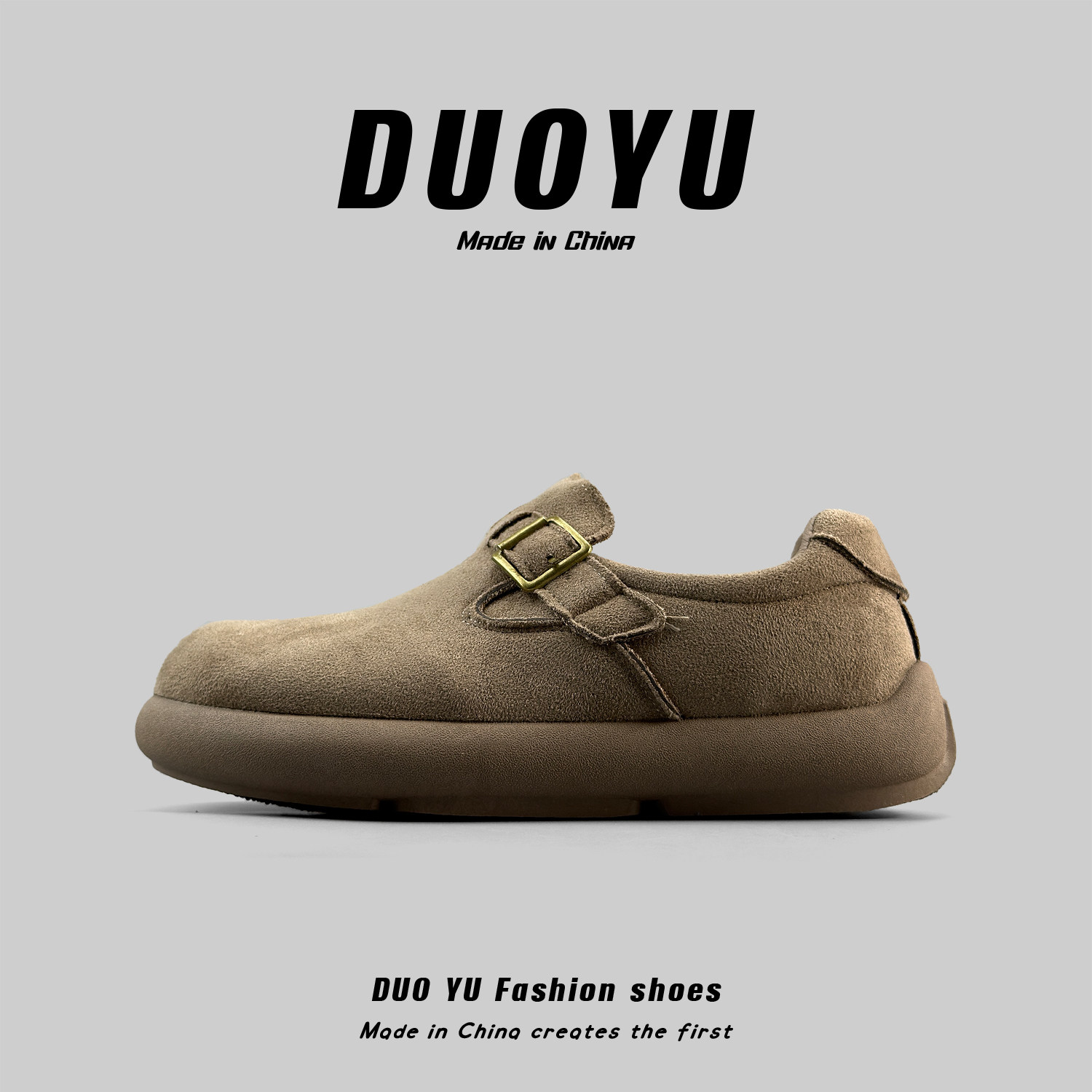 外贸男鞋复古休闲勃肯鞋男春季搭扣潮流板鞋百搭一脚蹬户外乐福鞋 - 多鱼Duoyu鞋履出品