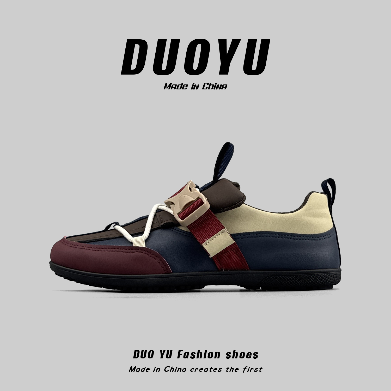 皮面休闲鞋一脚蹬卡扣舒适板鞋