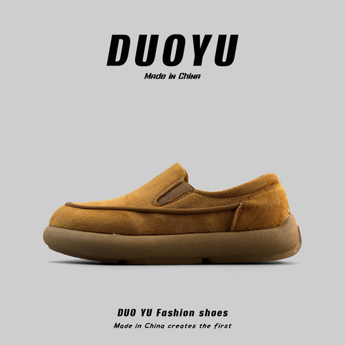 复古风反绒皮豆豆鞋男休闲勃肯鞋