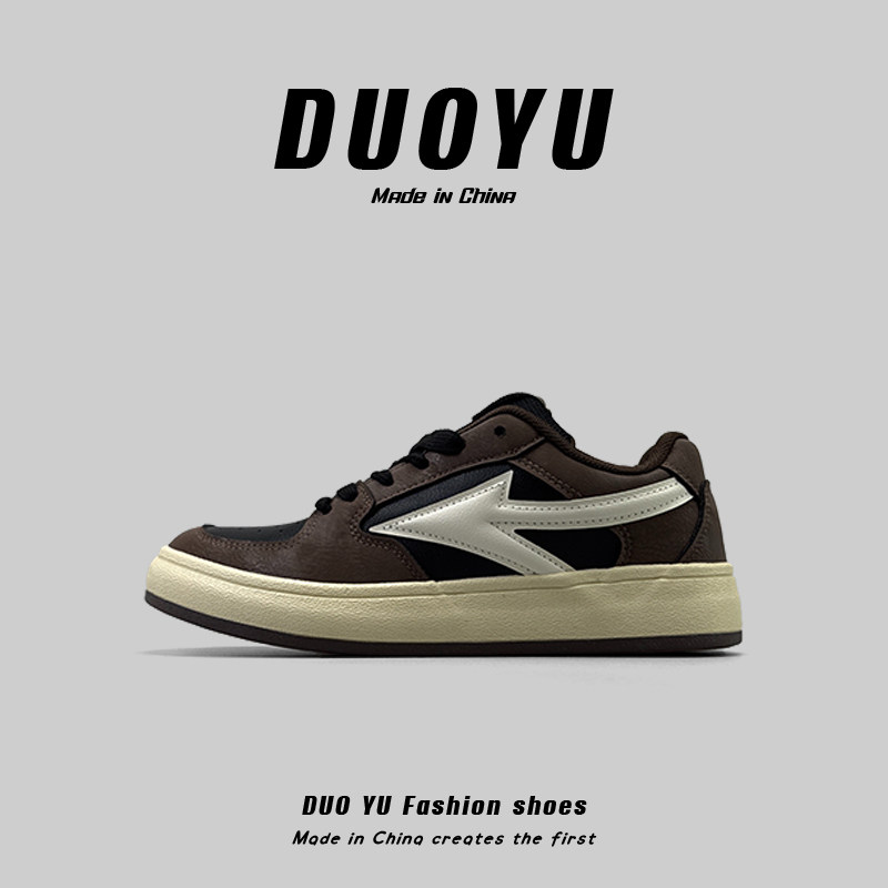 外贸男鞋港风时尚厚底板鞋拼色小众百搭滑板鞋低帮运动休闲面包鞋