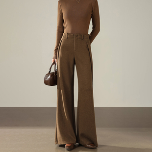 阔腿长裤 女宽松休闲西装 高腰垂感显瘦醋酸羊毛直筒裤 2025秋冬新款