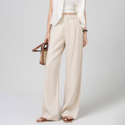 2026夏季薄款新品天丝亚麻阔腿裤