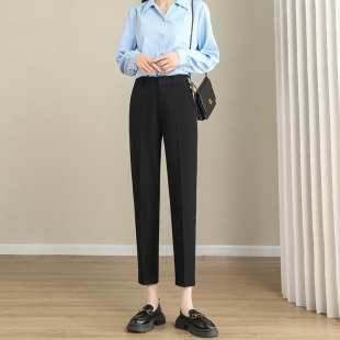 直筒职业正装 女春秋高腰垂感宽松显瘦哈伦小脚烟管裤 裤 九分西装