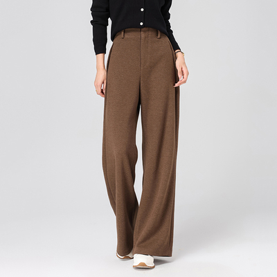 咖色羊毛阔腿裤秋冬美拉德裤子