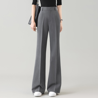 春夏季高腰微喇垂感显瘦西装长裤